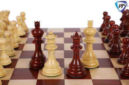4.5" Luxury Staunton Bud Rosewood-Boxwood Chess pieces Set-Alexander Series-Triple Weighted+ 21"/ 23" Bud Rosewood Chess Board + Storage Box