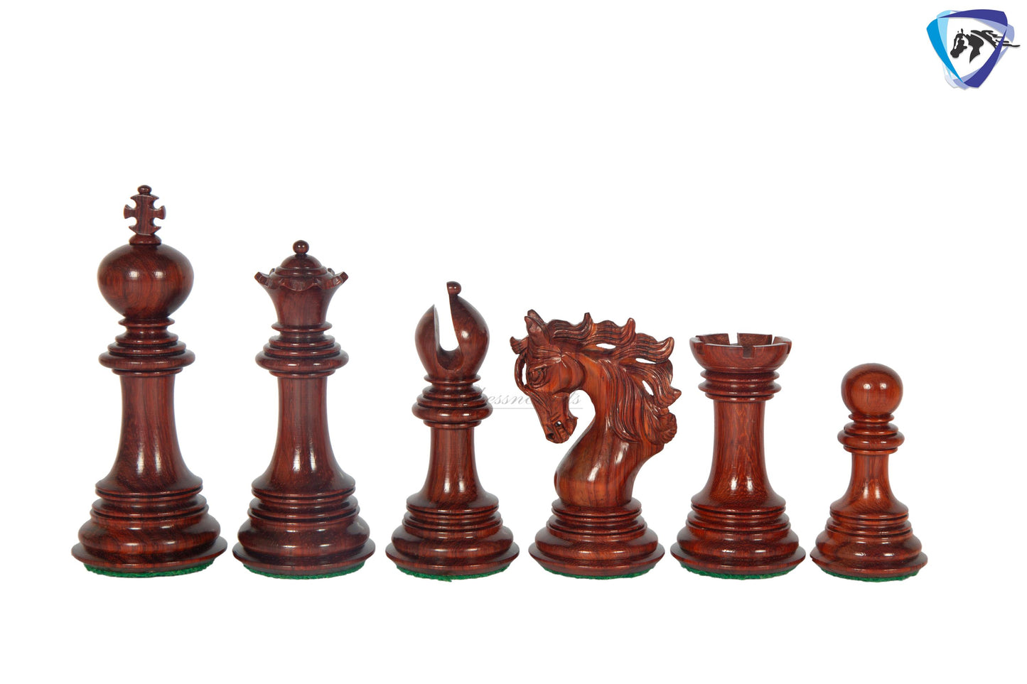 4.5" Staunton Bud Rosewood Chess pieces Set- BENEVENTO - Triple Weighted + 21" Bud Rosewood Chess Board  + Leatherette storage Box.