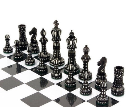 Bone chess pieces set king 4" hand carved camel bone chess set Crown design-ONLY CHESS PIECES(32)