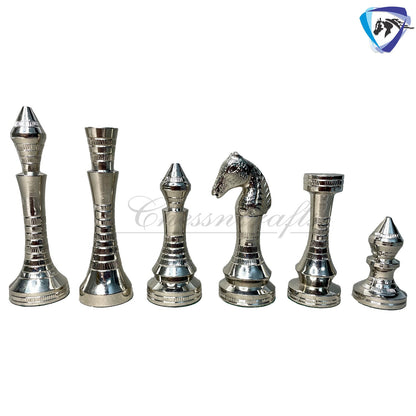 14" Solid Brass Metal Classic CONTEMPORARY Hand carved Chess set- Slim chess men Carving with velvet storage box - Brass chess board set