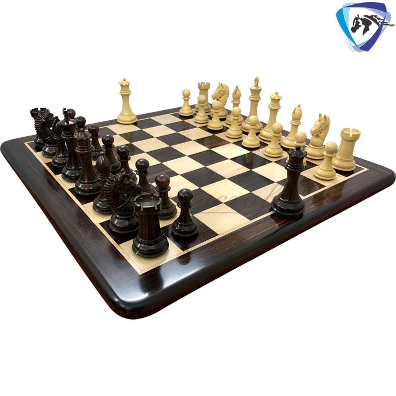 Chess Set COMBO of 4.1" Staunton Rose wood Chess Pieces EXCALIBUR Weighted with 19" Rosewood Chess board  2 Extra queens