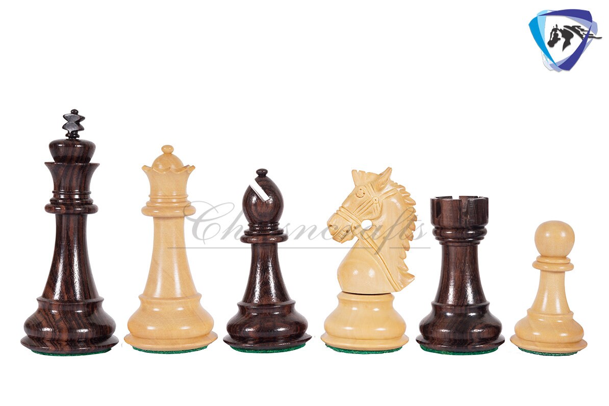 4.5" Rosewood staunton chess pieces set BRIDLE SERIES Weighted w/ extra queens.