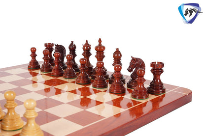 4.1" Luxury Staunton Chess Pieces Set in  Bud Rosewood(Padauk) & Boxwood- ARMOURED Triple Weighted w/ 2 Extra queens- 4Q