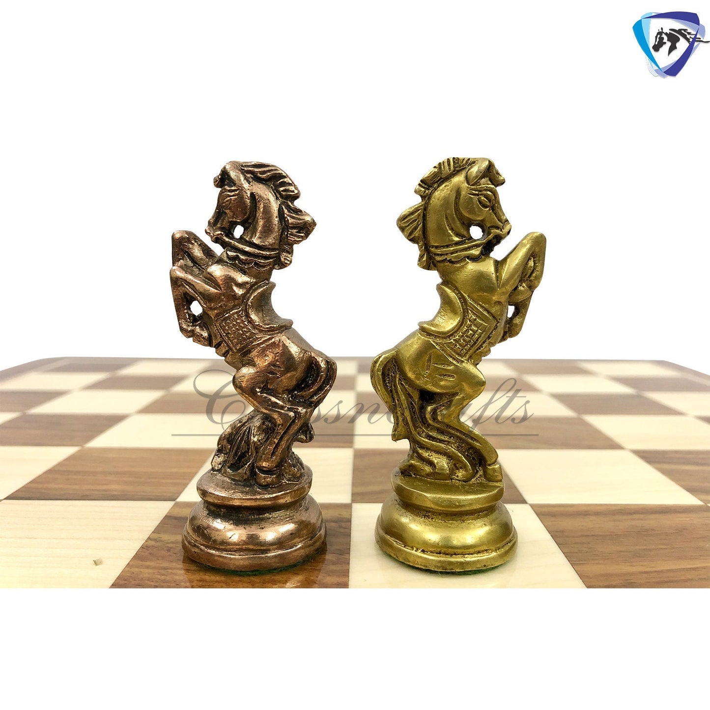 Indian Brass Metal Chess Pieces Set Antique Vintage Figures Chess set + 21" Rosewood Chess Board set