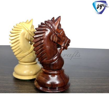 4.1" Staunton Chess Pieces Set in Bud Rose wood & Boxwood- EXCALIBUR  Weighted w/ 2 Extra queens- 4Q