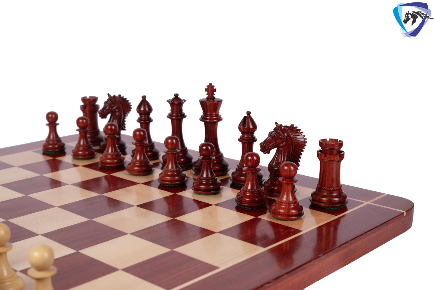 4.5" Bud Rosewood Staunton Chess pieces Set- CAVALIER Series + 23" Bud Rosewood Chess Board(sq-60mm) + Leather Storage Box