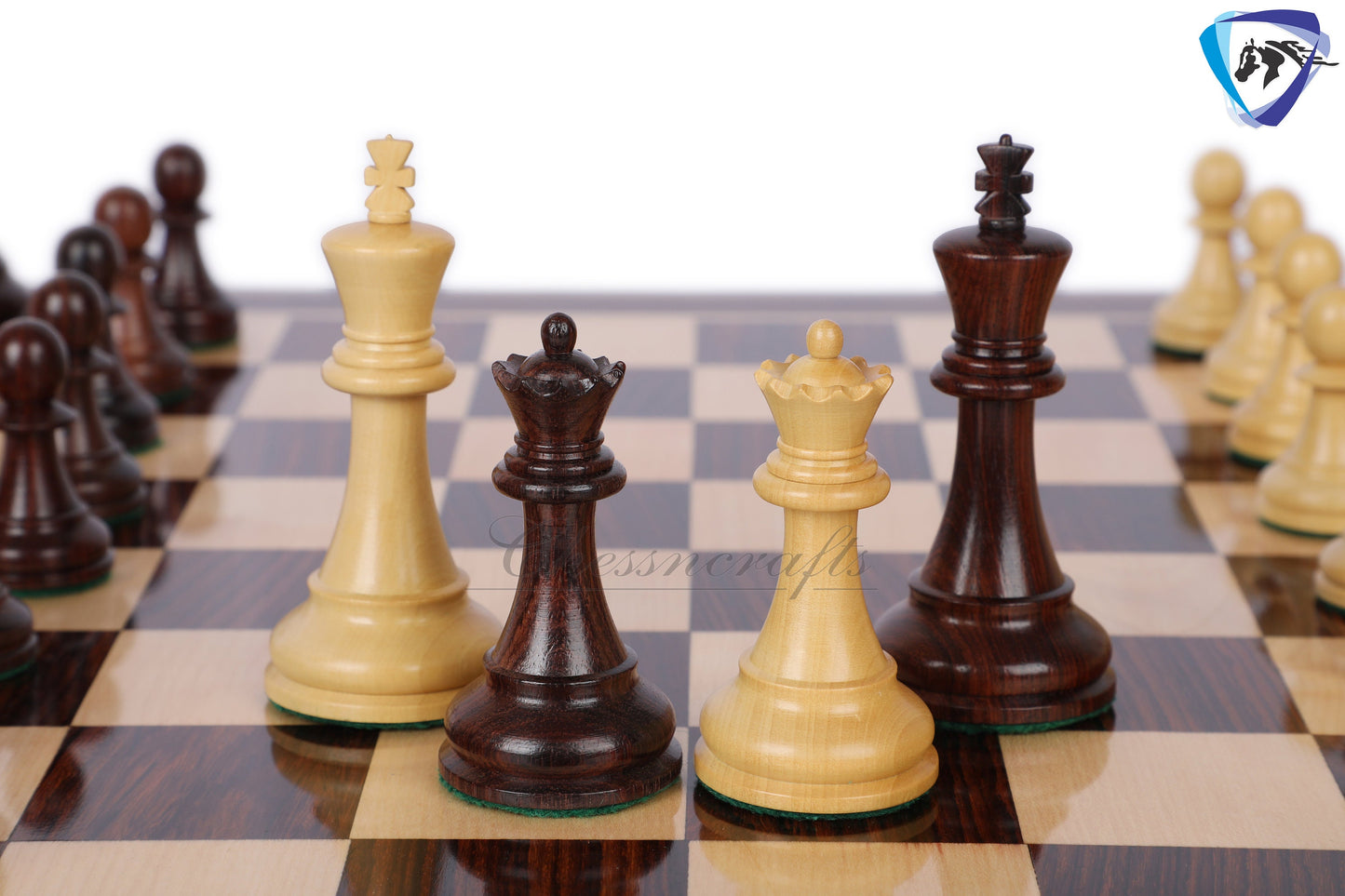 3.75" Fischer-Spassky Chess Pieces set in Dark Rosewood & Boxwood 1972 World Championship Chessmen - Weighted -2 Extra queens | chess gift|