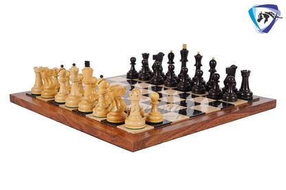 3.75" Chess Pieces Set Soviet Grandmaster Supreme Ebonized Boxwood - Weighted-Chess pieces only(34pc) Handmade chess set