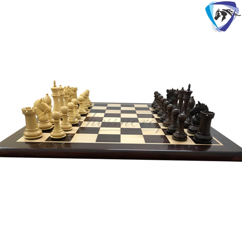 Chess Set COMBO of 4.1" Staunton Rose wood Chess Pieces EXCALIBUR Weighted with 19" Rosewood Chess board  2 Extra queens