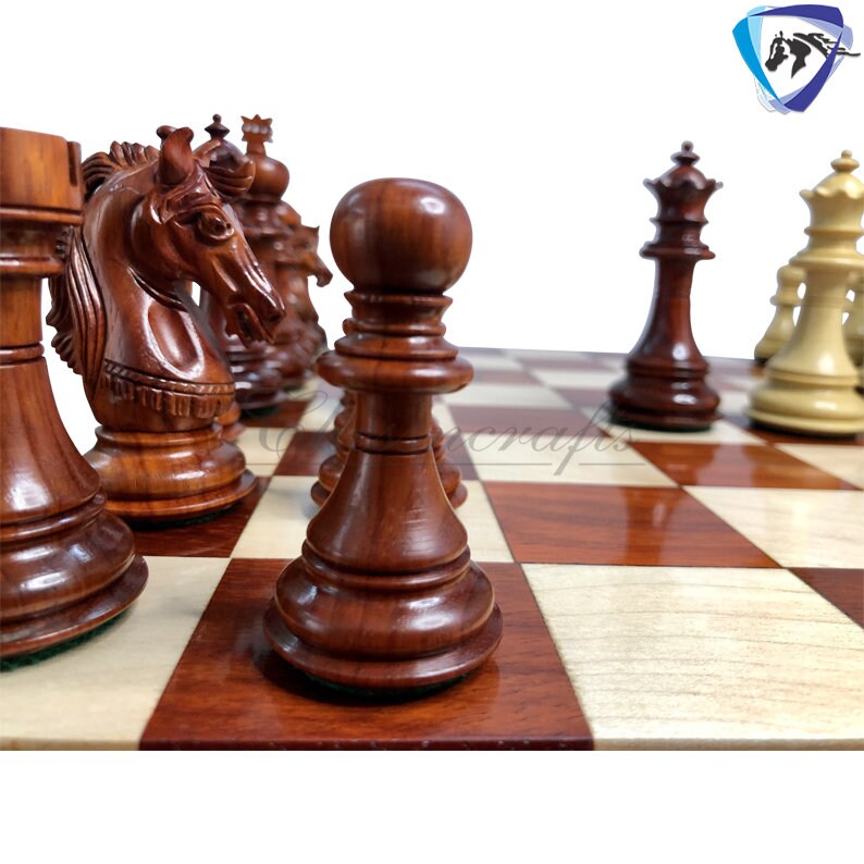 4.5" Luxury Staunton Bud Rosewood & Boxwood Chess pieces Set- Alexander Luxury- Triple Weighted 2 Extra queens- 4Q
