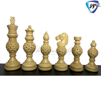 5" wooden Chess pieces Set INDIAN ARTISTIC Golden rosewood- MESH ball designing.