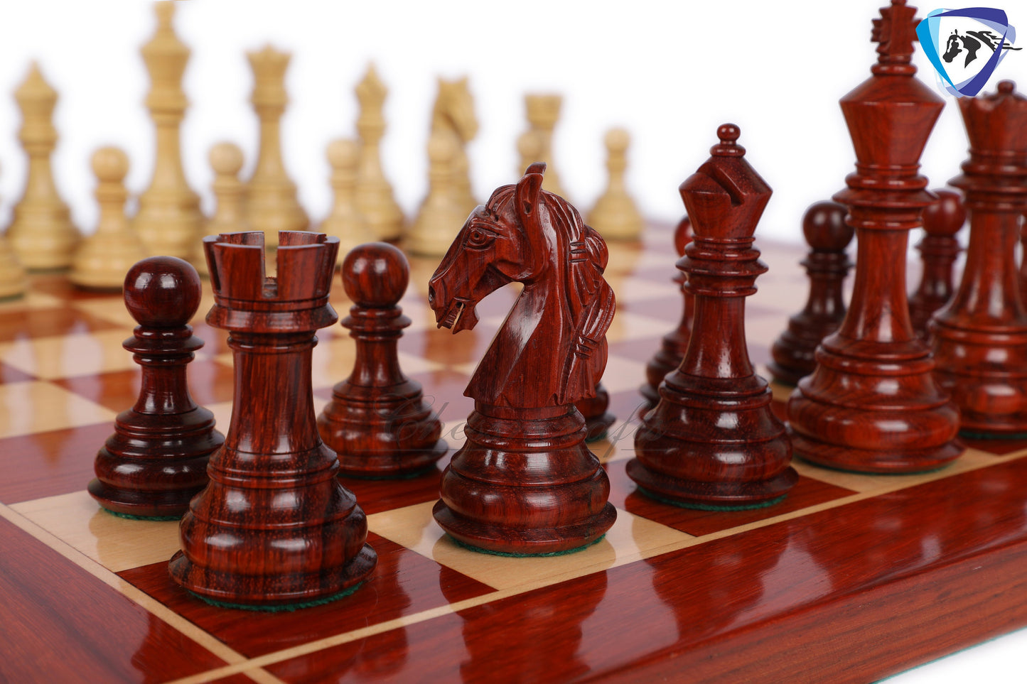 4.5" Luxury Staunton Bud Rosewood & Boxwood Chess pieces Set- COLUMBIAN Luxury- Triple Weighted 2 Extra queens- 4Q