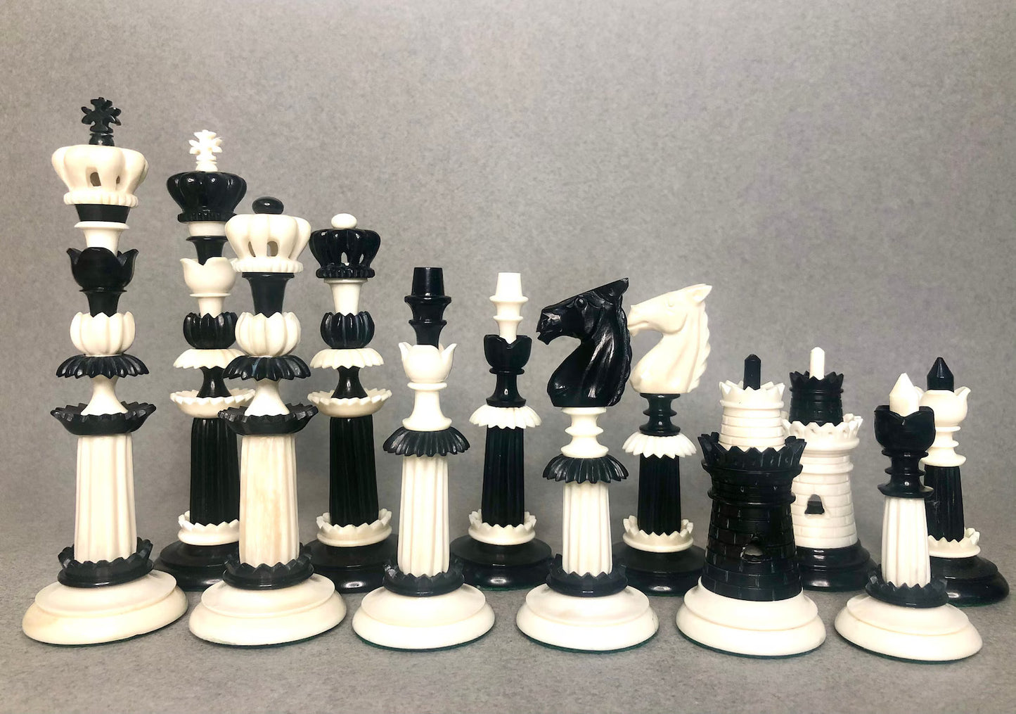 COMBO 6 Camel bone chess set hand carved unique collector vintage chess pieces